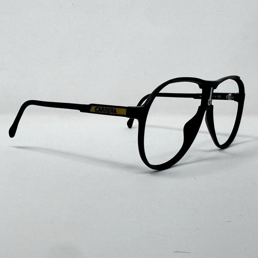 Vintage 1970s Carrera 5407 Black Aviator Eyeglass Frames Germany 65-15-142